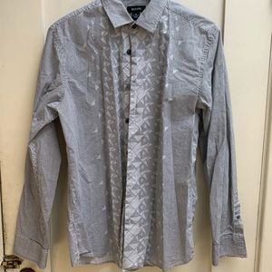 Black/white geometric pattern long sleeve shirt